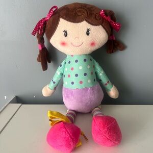 Colorful Polka Dot Plush Doll with Pink Shoes